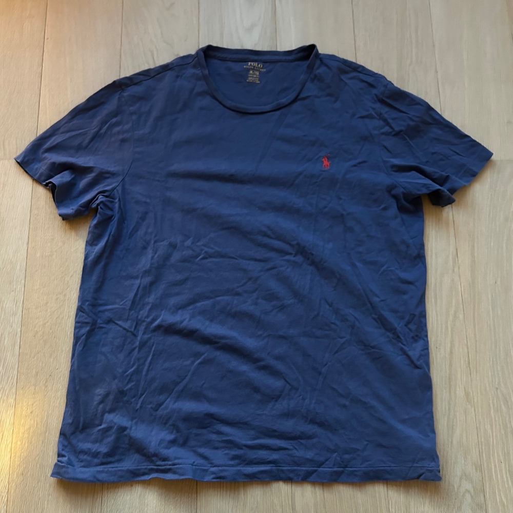 Polo Ralph‎ Lauren Red Pony T-Shirt XL Navy Blue Short Sleeve Logo Preppy Sporty